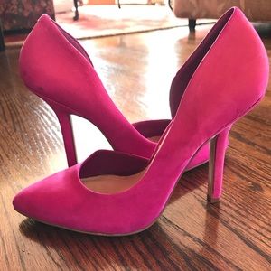 BCBGeneration Jaze D’Orsay Suede Hot Pink Heels